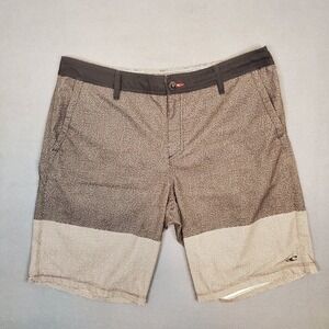 Men's O'Neill Hybrid Shorts Mens Size 36 Black Gray Stripes Pockets, Unlined